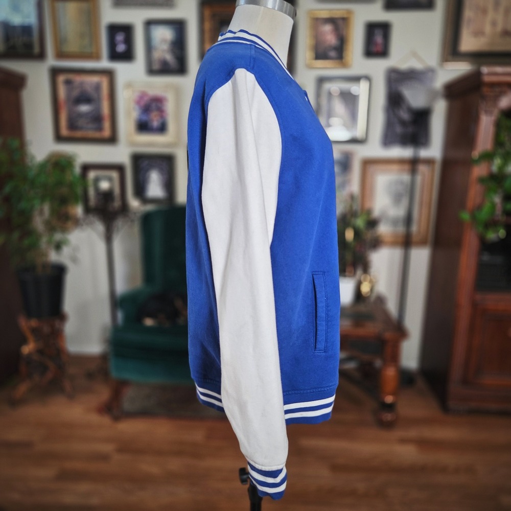 Sport-Tek Bud Light Whatever Varsity Jacket Blue White Mens XL Snap Front - Picture 3 of 8